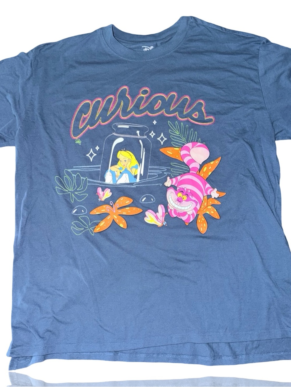 Disney Blue Crewneck Tee with White Logo Print